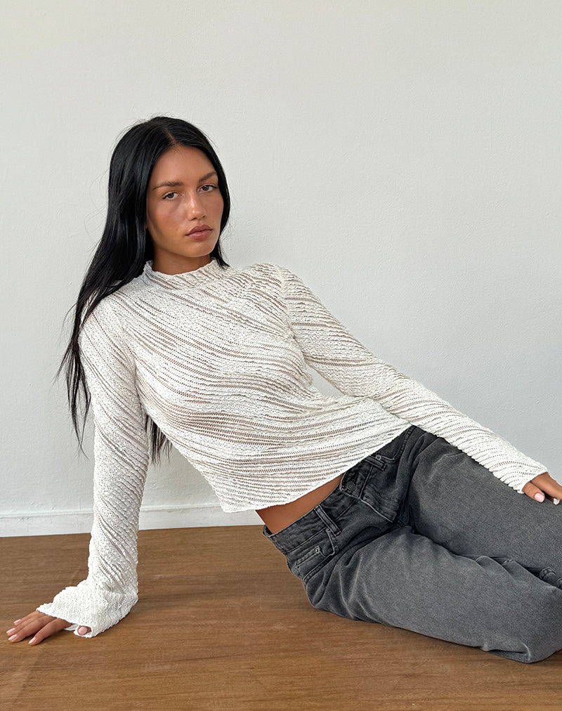 Image de Kittie Long Sleeve Top in Textured Ivory