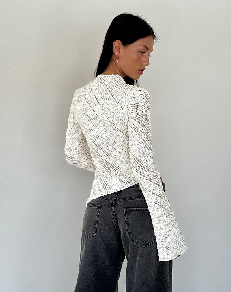 Image de Kittie Long Sleeve Top in Textured Ivory