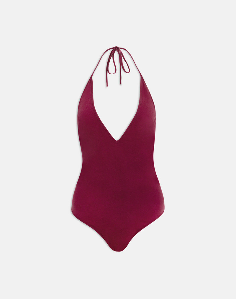 Body Kitty à décolleté plongeant, couleur bordeaux