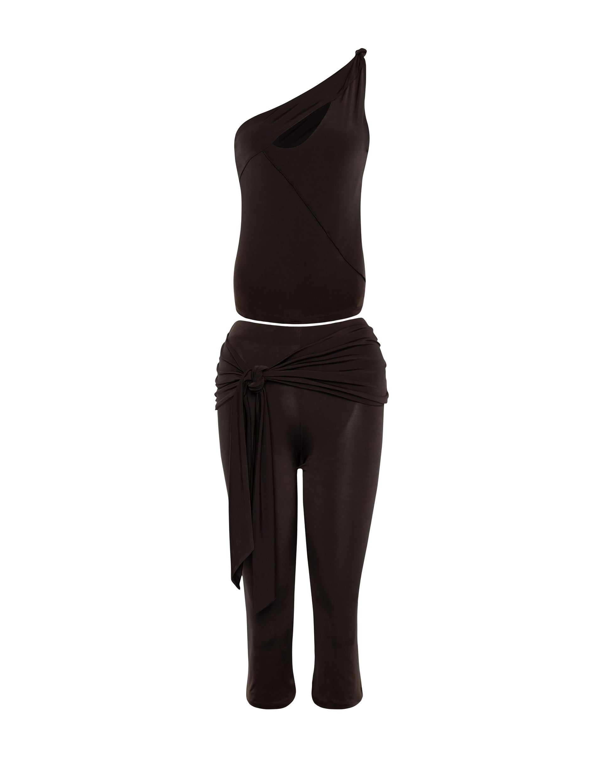 Image de marque de Effy Capri Trousers with Wrap Waistband in Mocca