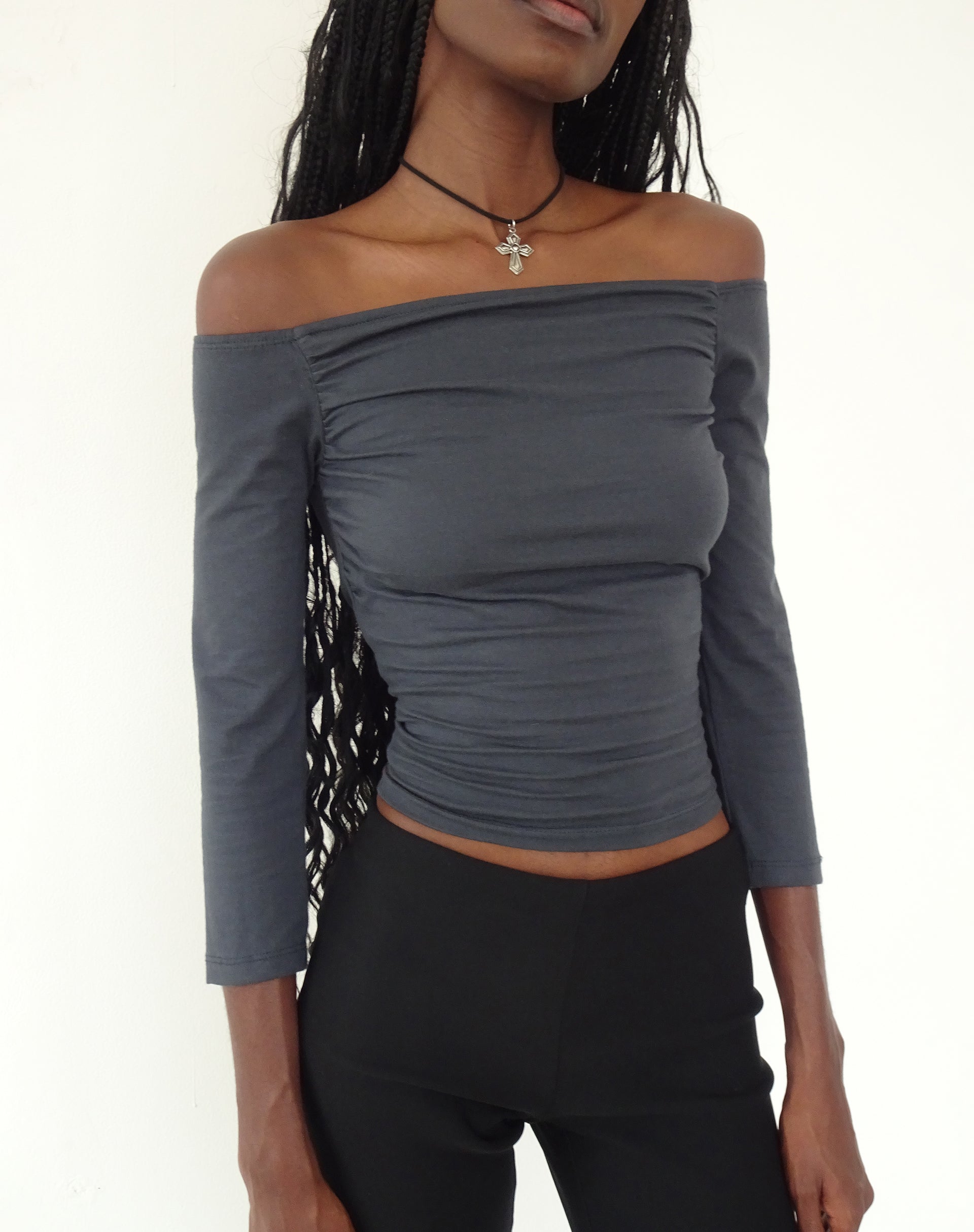 Image de Koby Off Shoulder Bardot Top in Ocean Storm