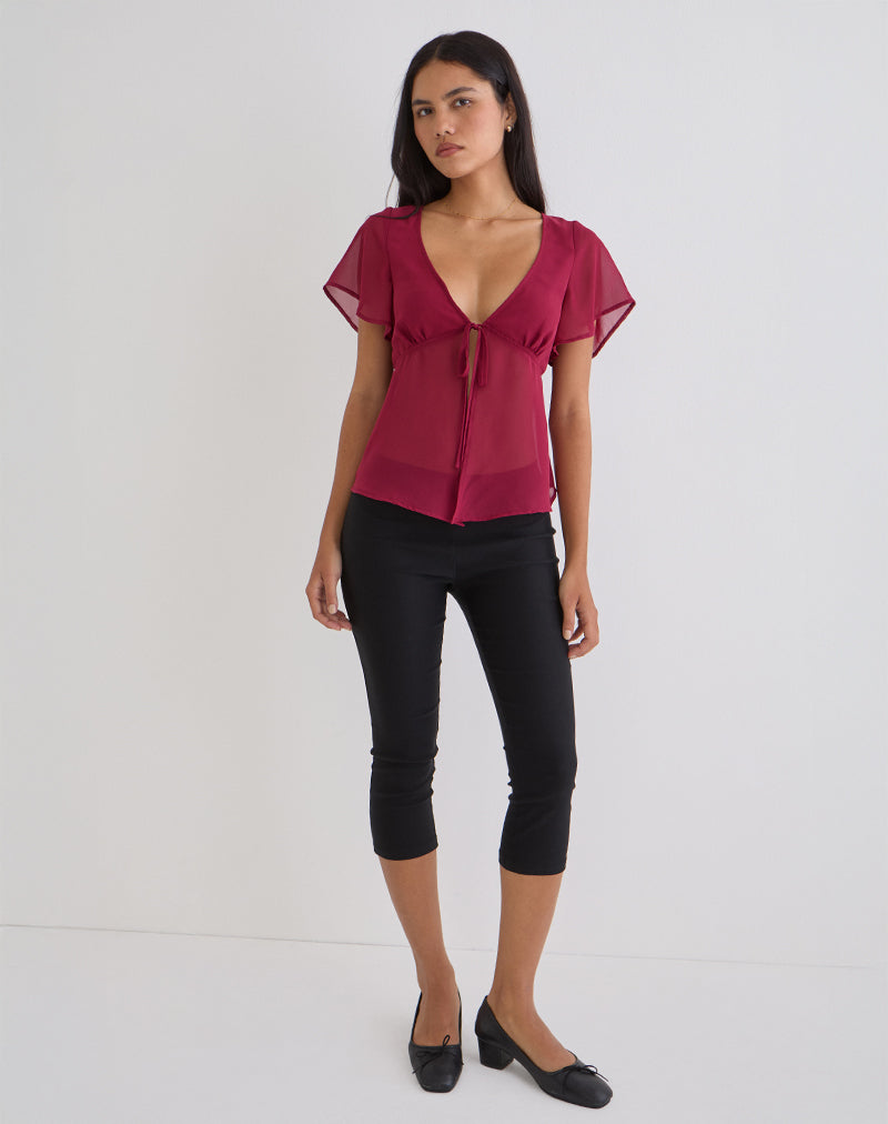 Image de la blouse en mousseline Kota couleur bordeaux