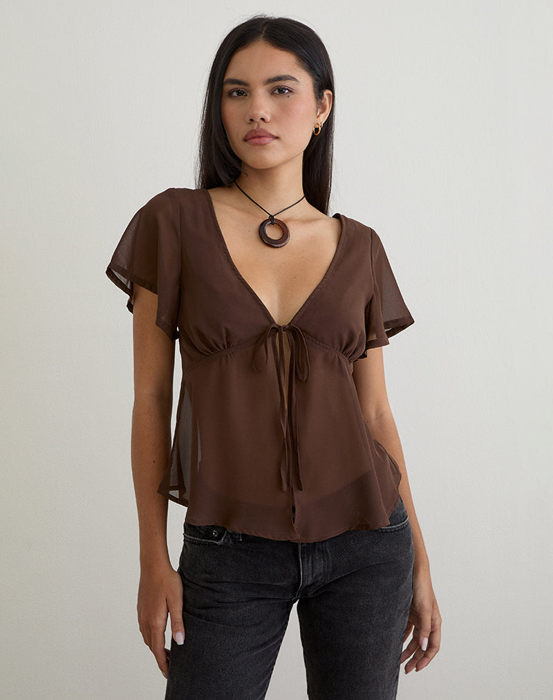 Image de Kota Chiffon Blouse Top in Brown