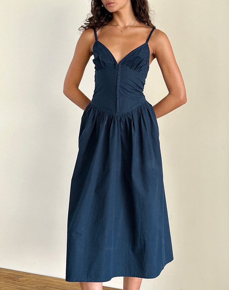 image de Krista Maxi Dress in Poplin Navy