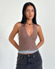 Image de Kubra Halter Top in Mesh Brown and Light Blue