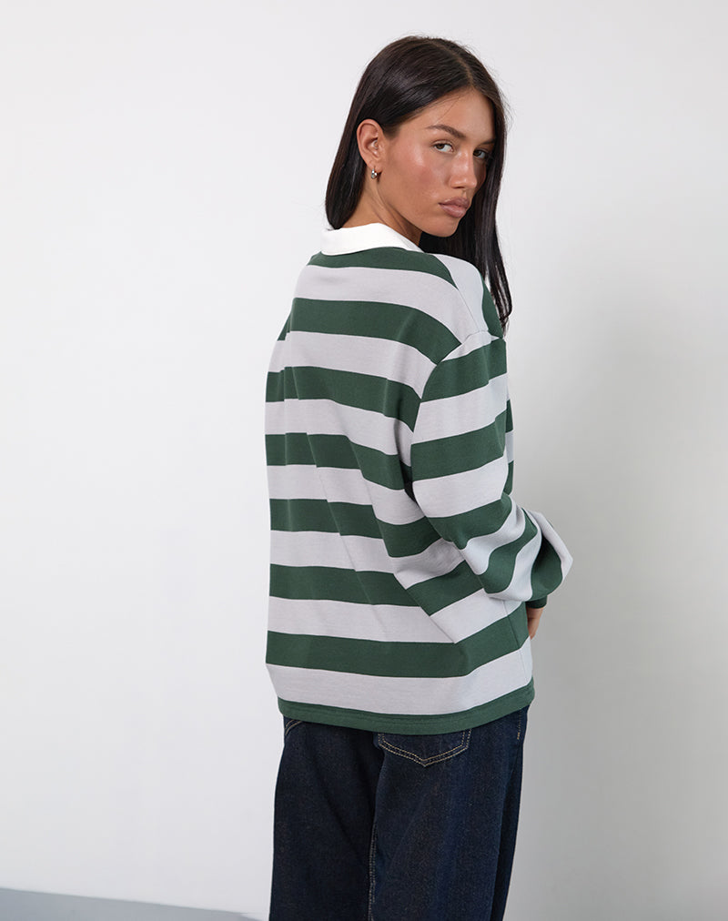 Image de Kumara Rugby Shirt en vert, kaki et blanc