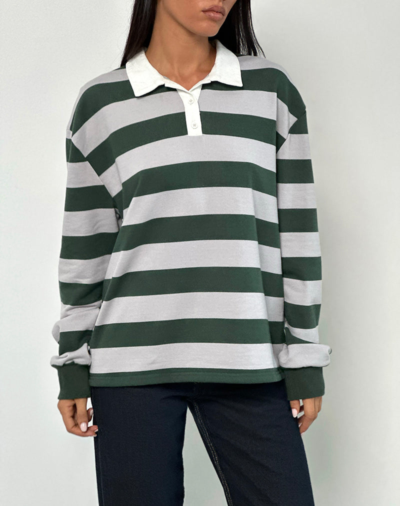 Image de Kumara Rugby Shirt en vert, kaki et blanc
