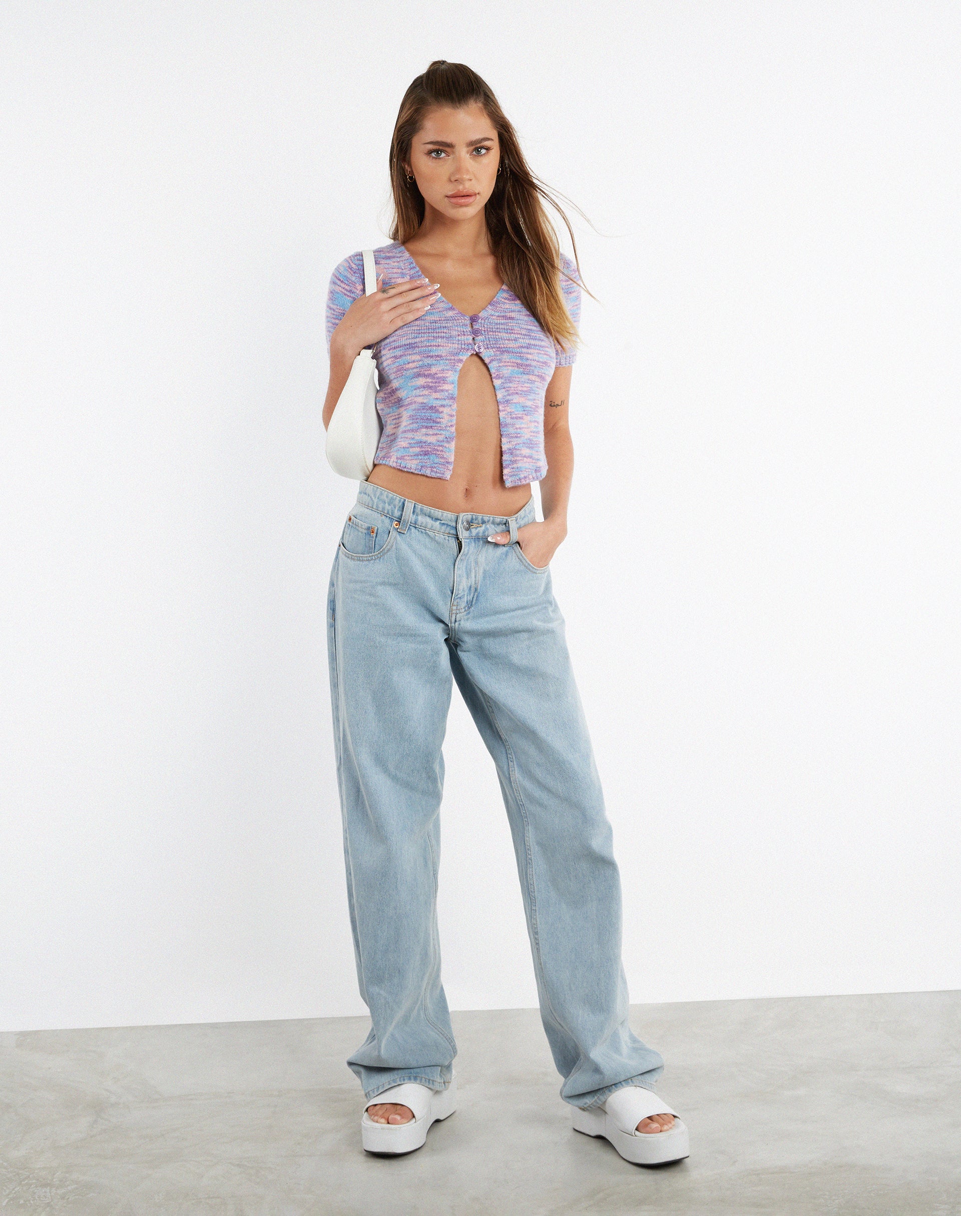 Image de MOTEL X JACQUIE Kusha Crop Top in Mix Space Dye Knit Lilac