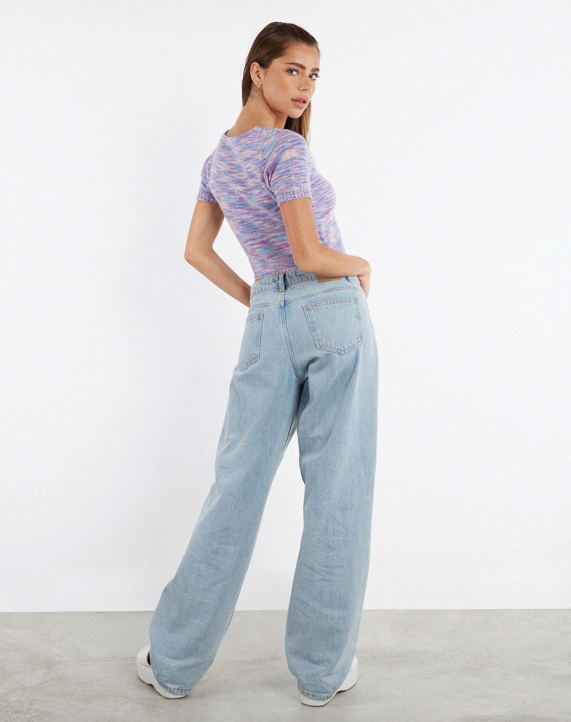 Image de MOTEL X JACQUIE Kusha Crop Top in Mix Space Dye Knit Lilac