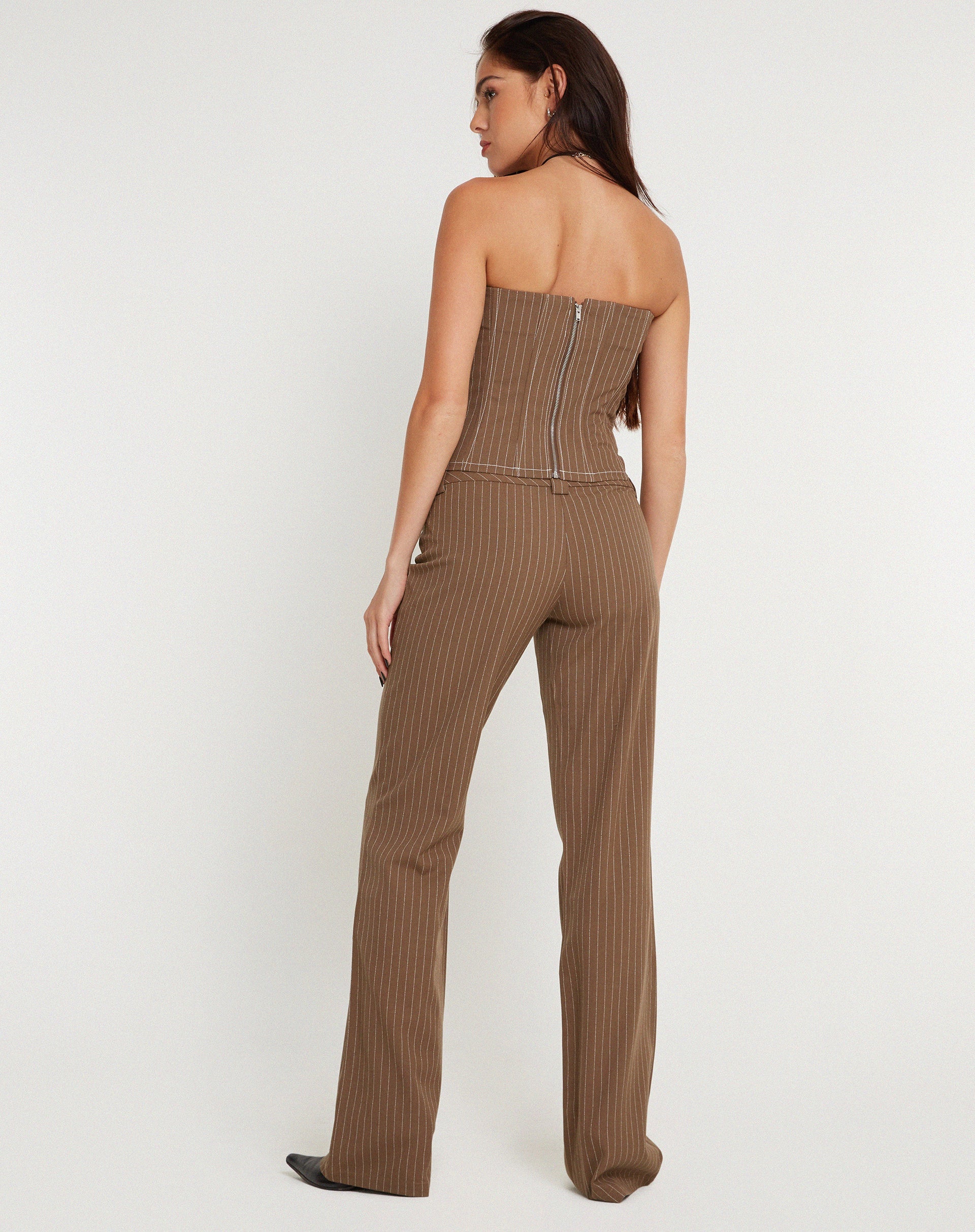 Image de Kyana Corset Top in Pinstripe Brown