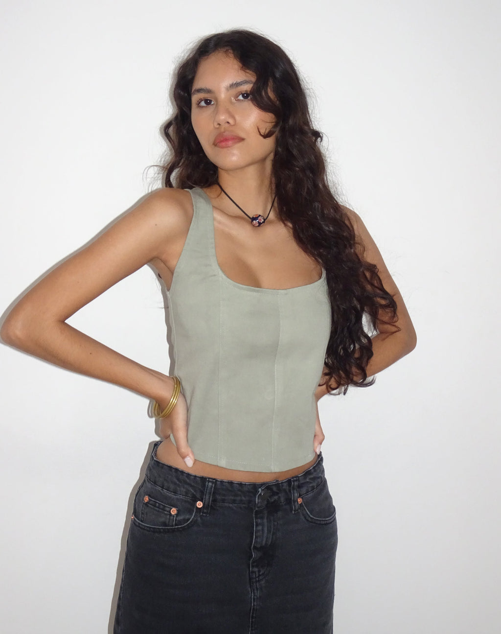 Top corseté Kye, gris cendré