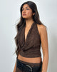 Image de Kylo Halter Top in Jacquard Knit Dark Brown