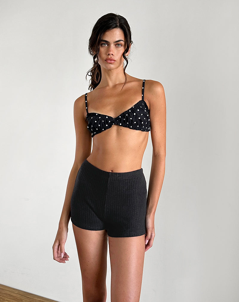 Micro-short Kyomi en noir côtelé