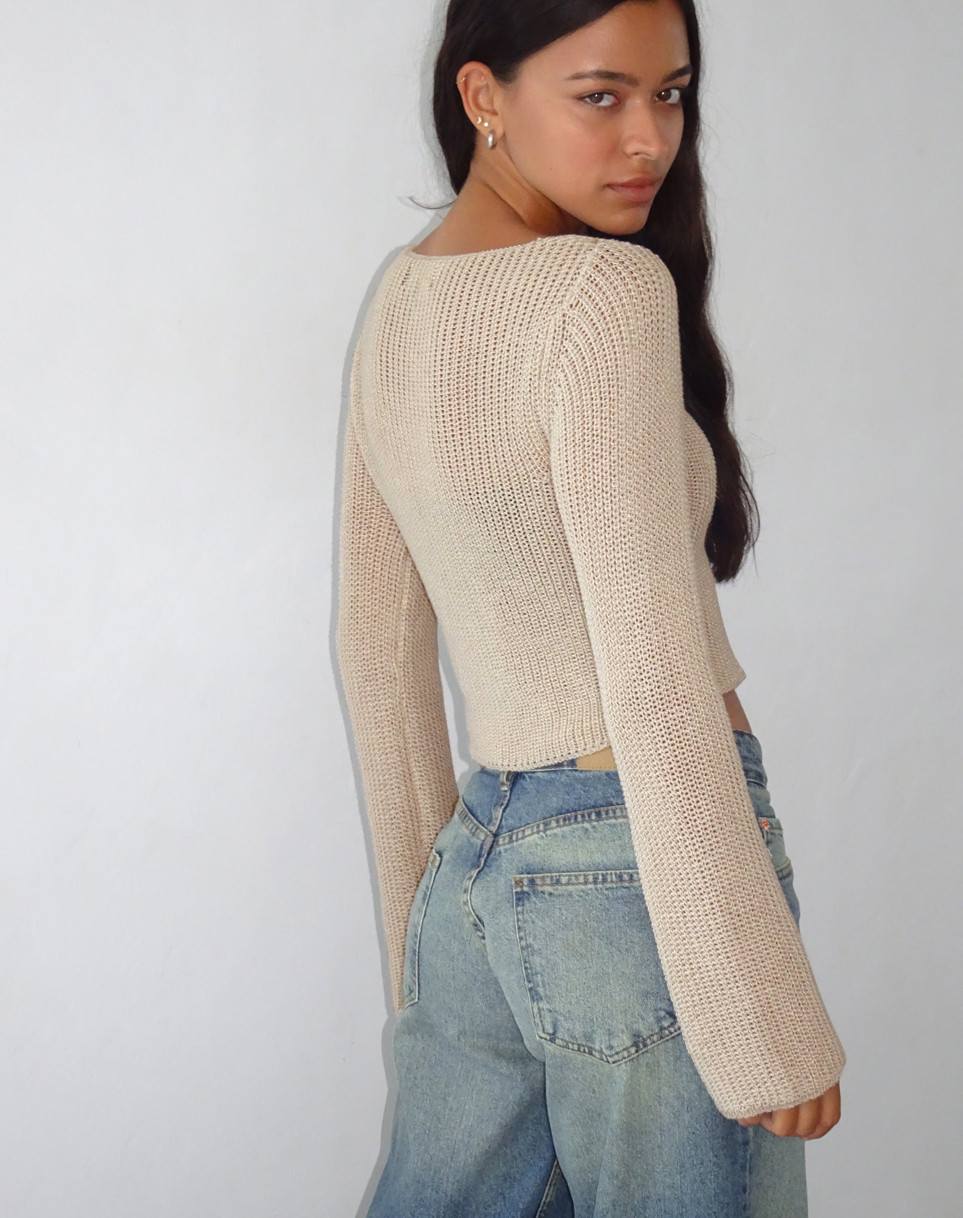 Image de Kazayo Long Sleeve Knit Top in Natural
