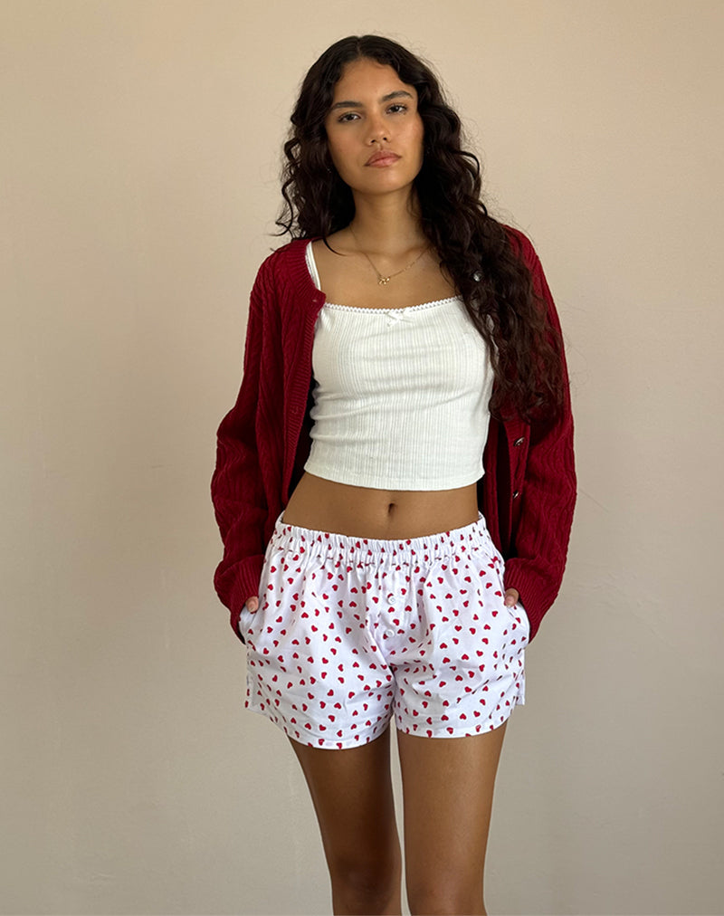 Image de Laboxe Shorts in White Red Hearts