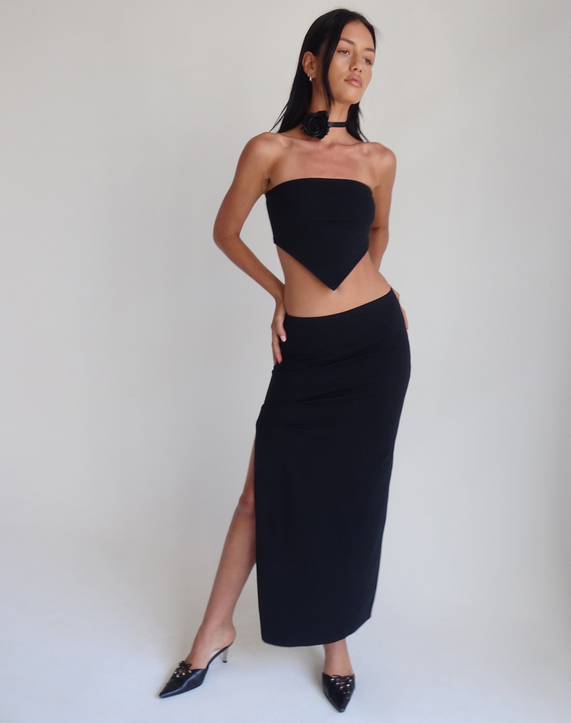 Image de Ladshe Top bandeau en lycra noir