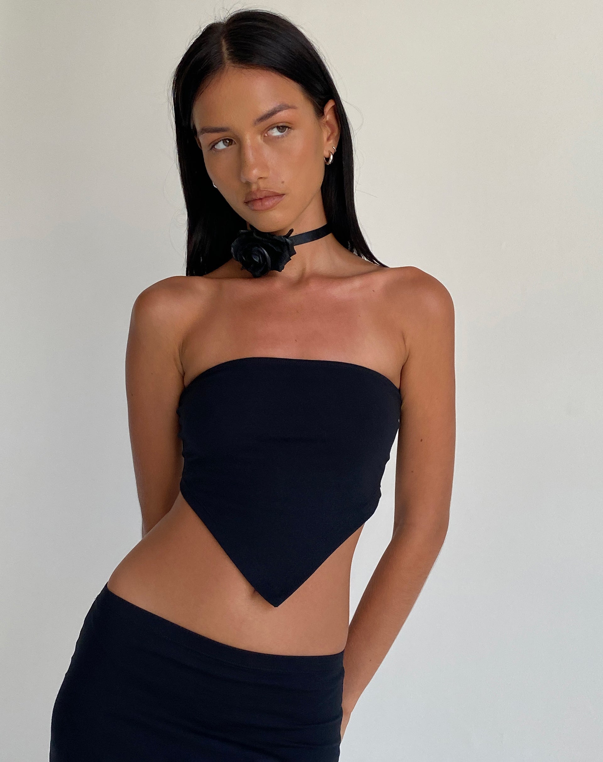 Image de Ladshe Top bandeau en lycra noir