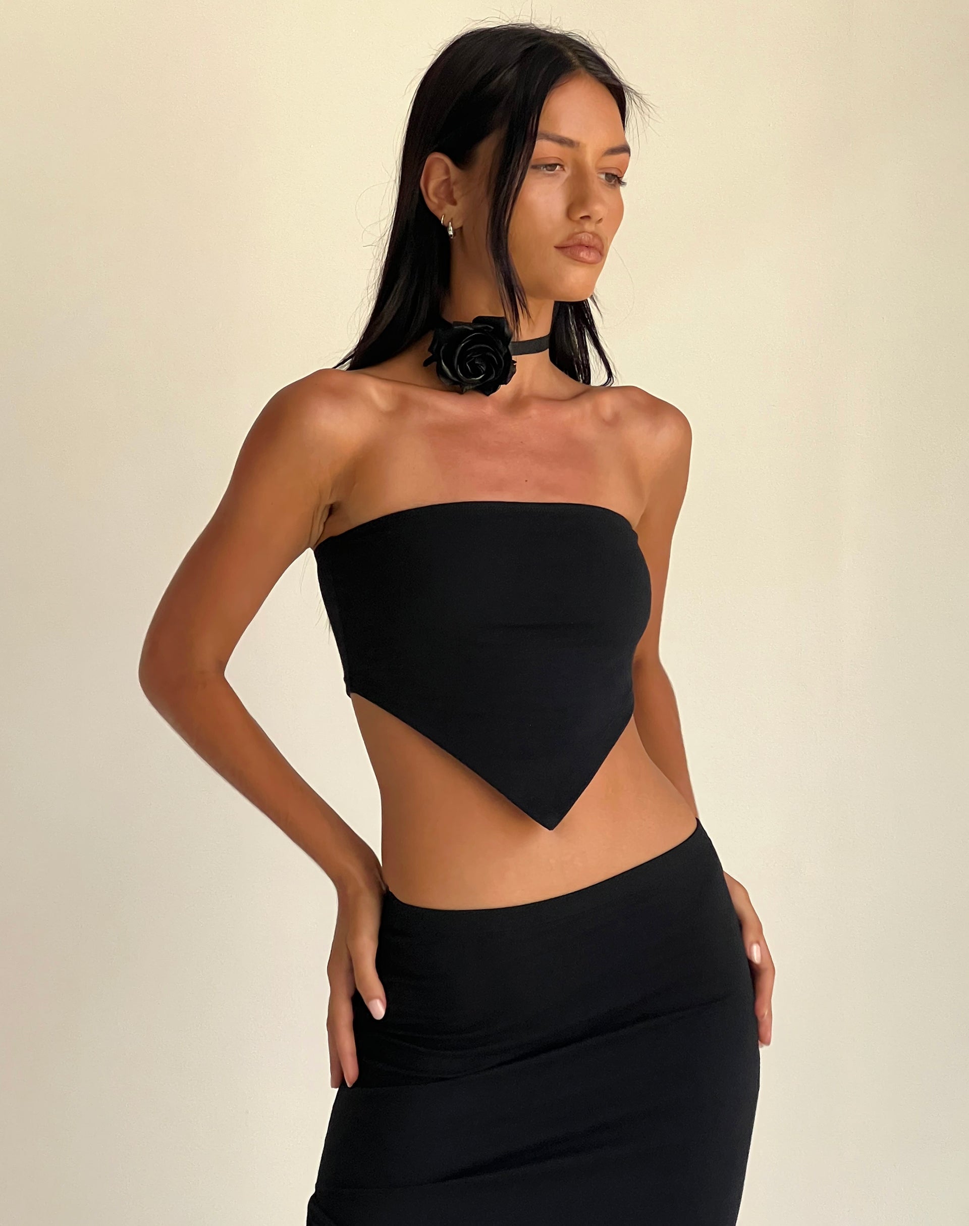 Image de Ladshe Top bandeau en lycra noir