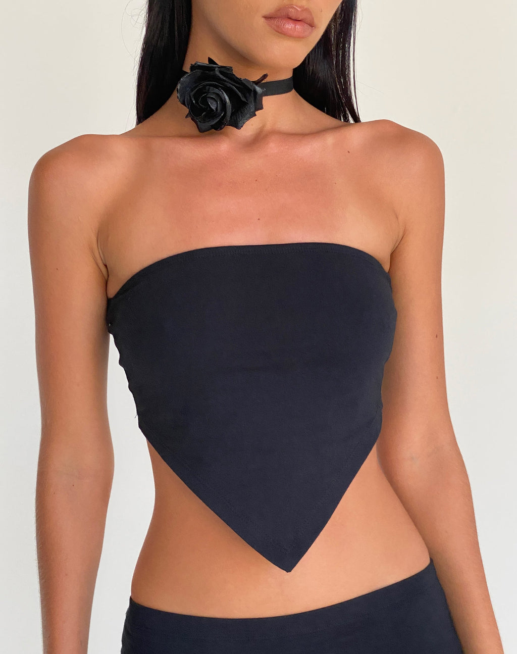 Ladshe Top bandeau en lycra noir