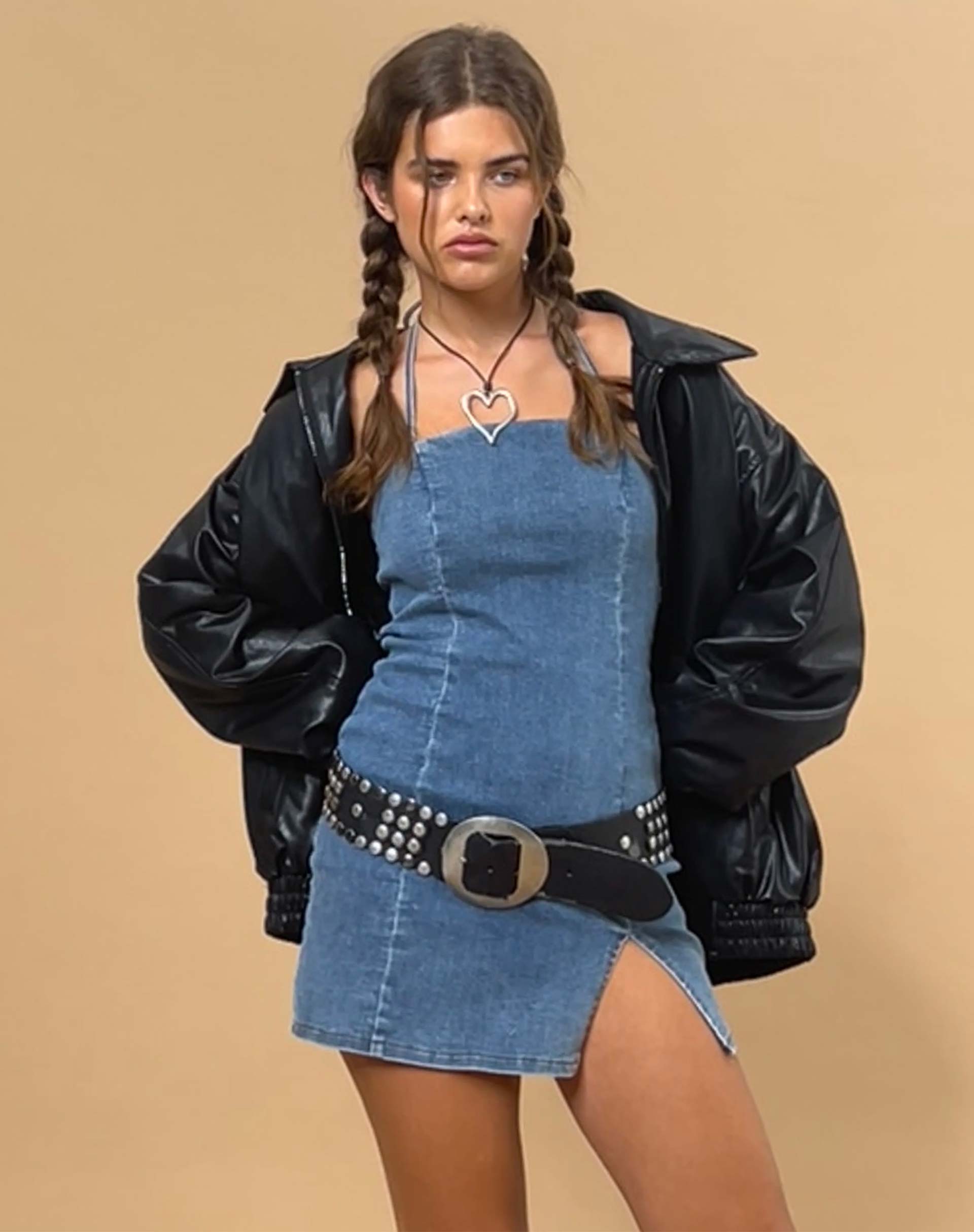 Image de Laica Denim Mini Dress in Blue Wash