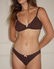Image du soutien-gorge Laina en jersey chocolat avec nœud rose