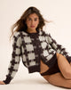 Image de marque de Anzio Cardigan tricoté à carreaux marron