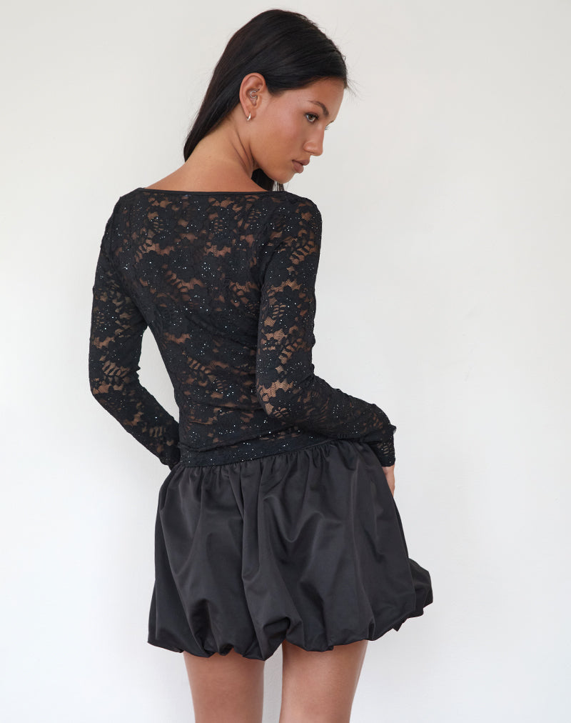Image de Lainey Unlined Long Sleeve Top in Black Sequin Lace