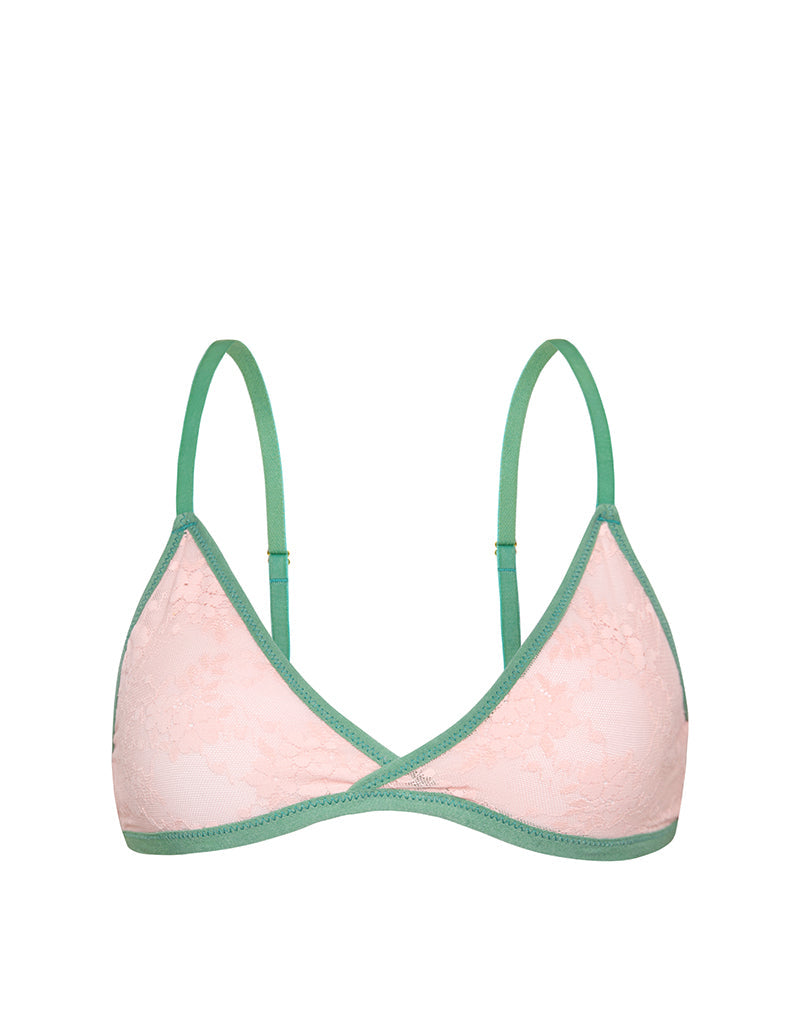 Image de Lakara Bra in Pink Mesh with Green Contrast Binding