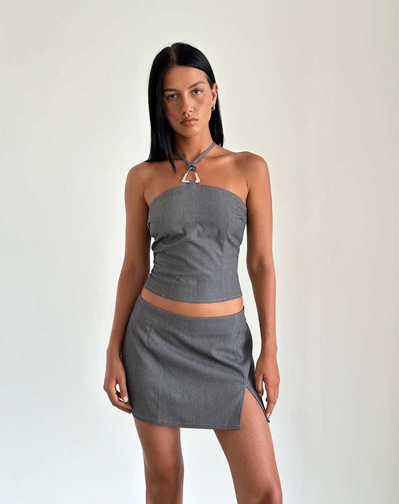 Image de la mini-jupe Pamela en tailleur anthracite