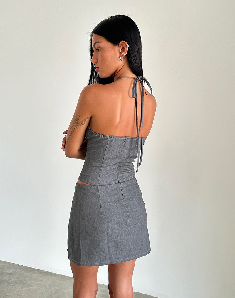 Image de la mini-jupe Pamela en tailleur anthracite