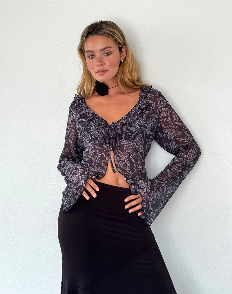 Image de Lakota Cardigan en imprimé baroque noir