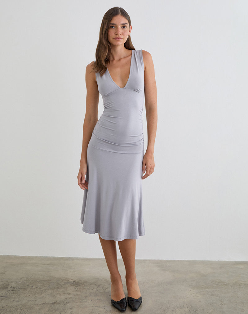 Robe midi Laluma gris lilas