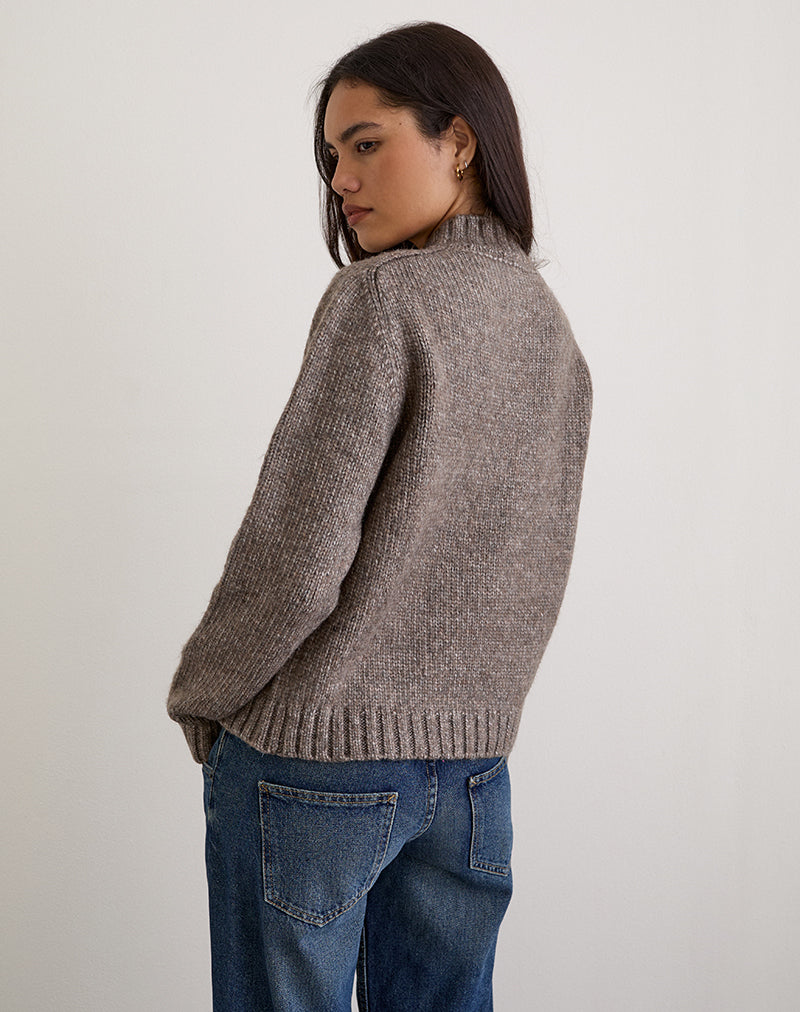 Image de Lamara Quater Zip Jumper in Dark Brown Marl