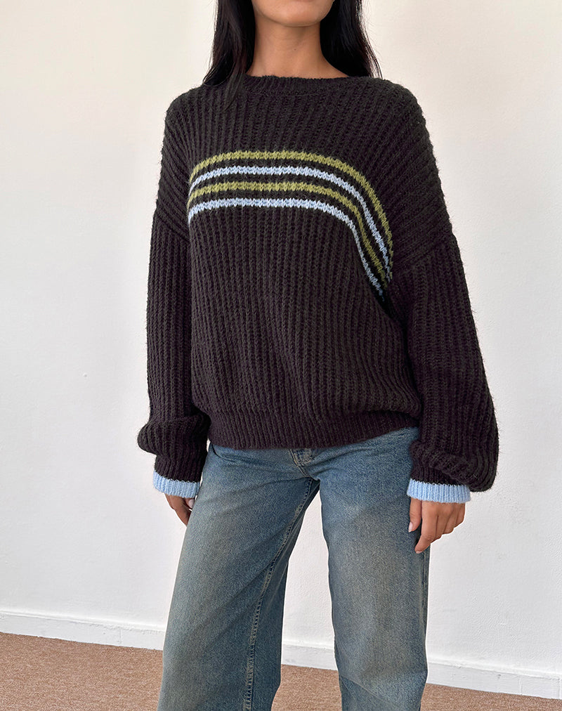 Image de Lamees Pull en tricot marron à rayures