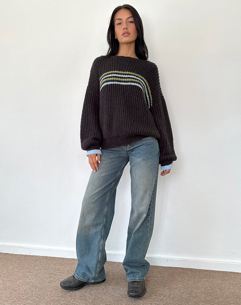 Image de Lamees Pull en tricot marron à rayures