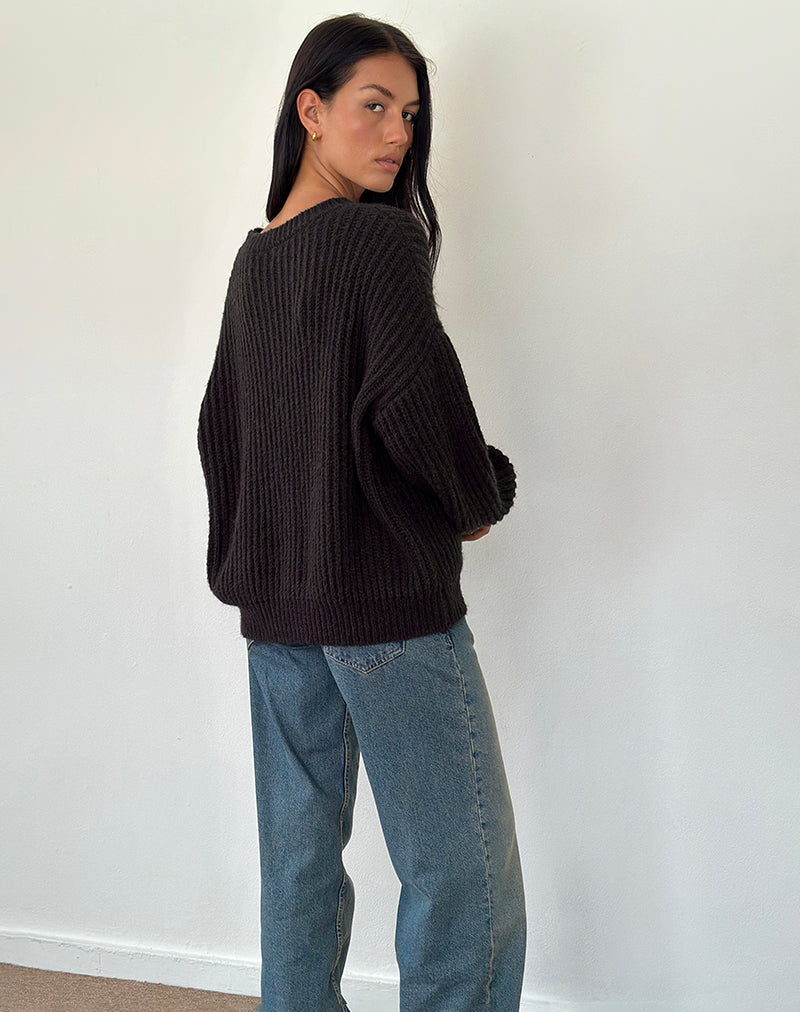 Image de Lamees Pull en tricot marron à rayures