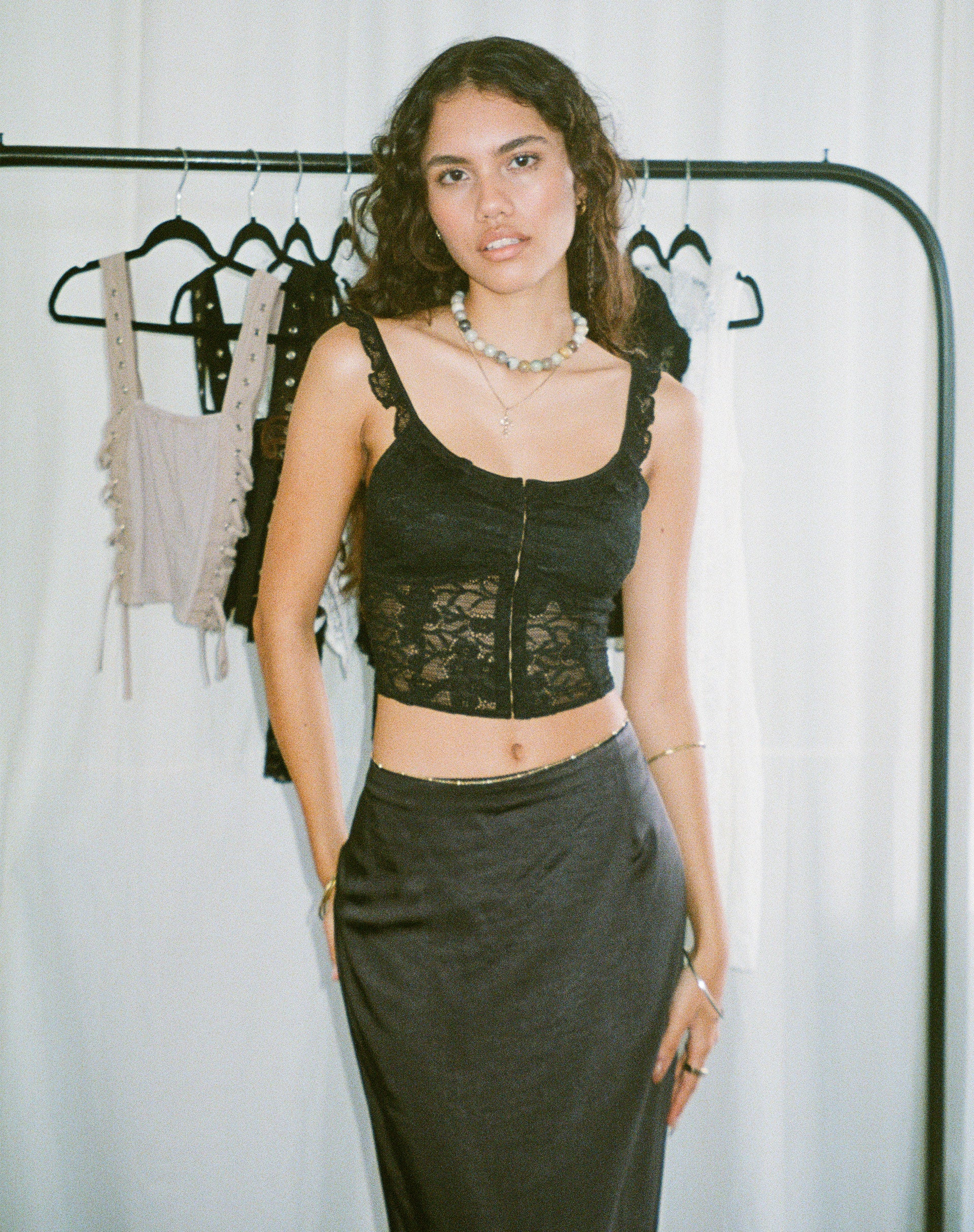 image de Laru Corset Top in Lace Black