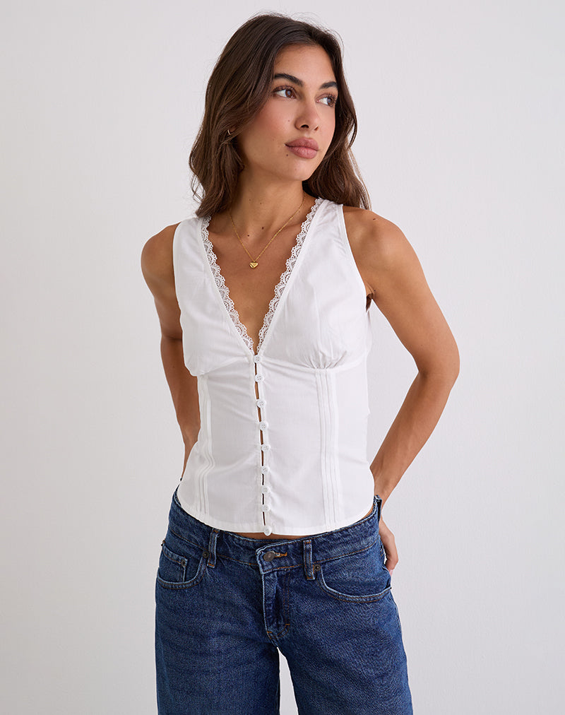 Image de Lasily Top corset sans manches en blanc