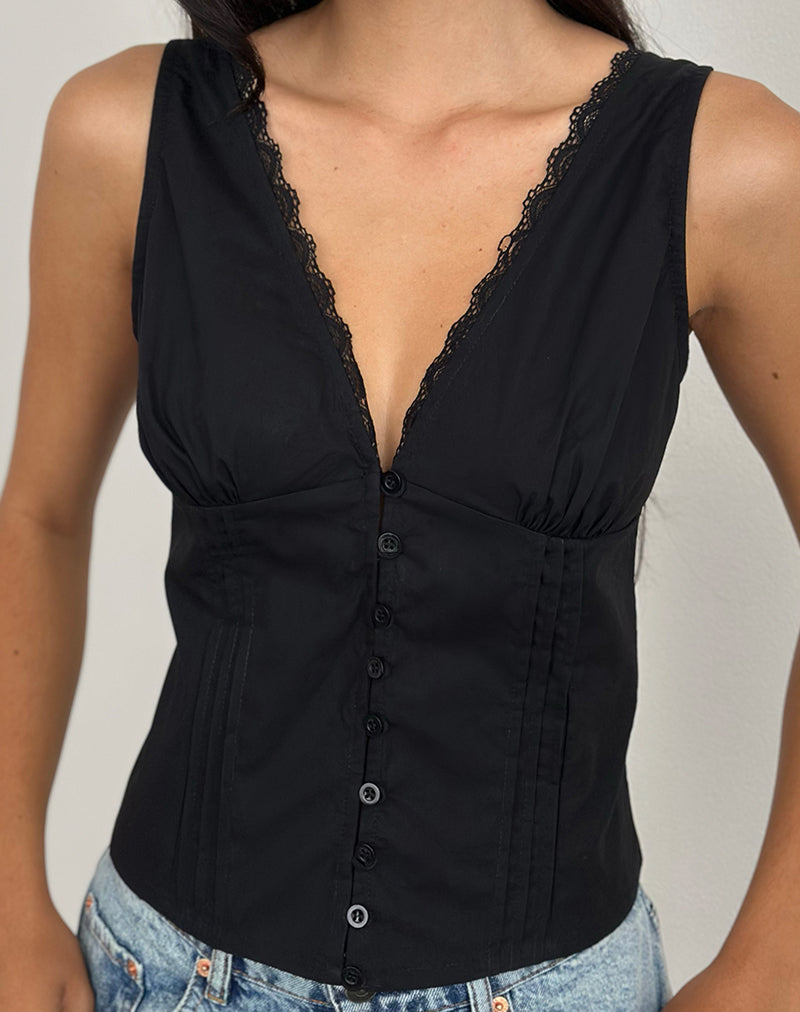 Image de Lasily Top corset à col en V en noir