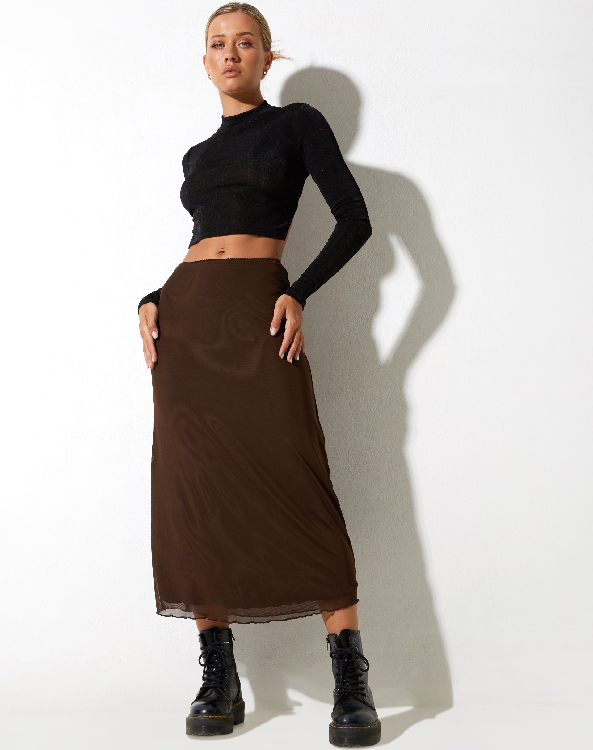Image de Lassie Midi Skirt in Mesh Brown