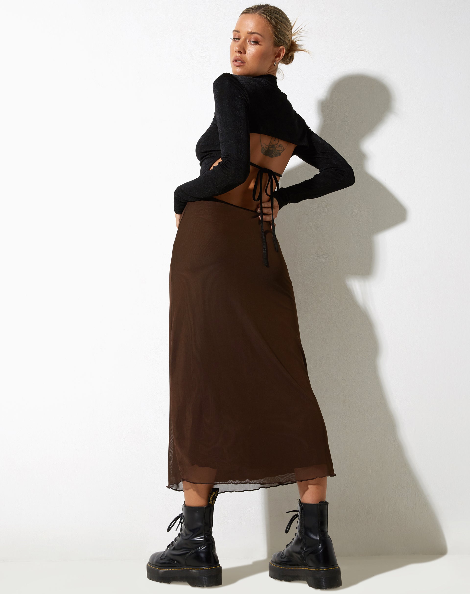 Image de Lassie Midi Skirt in Mesh Brown