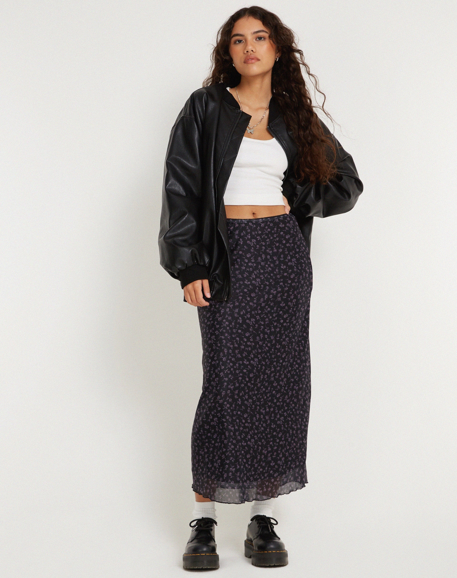 Image de Jupe longue Lassie en Dark Ditsy Rose Black