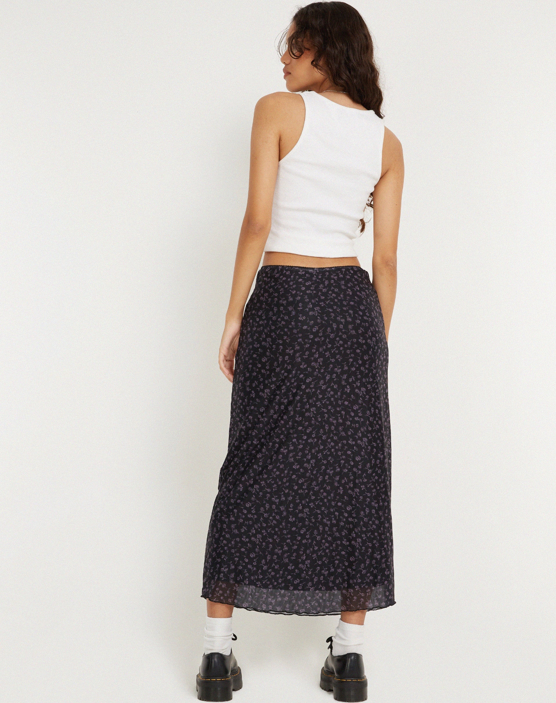Image de Jupe longue Lassie en Dark Ditsy Rose Black