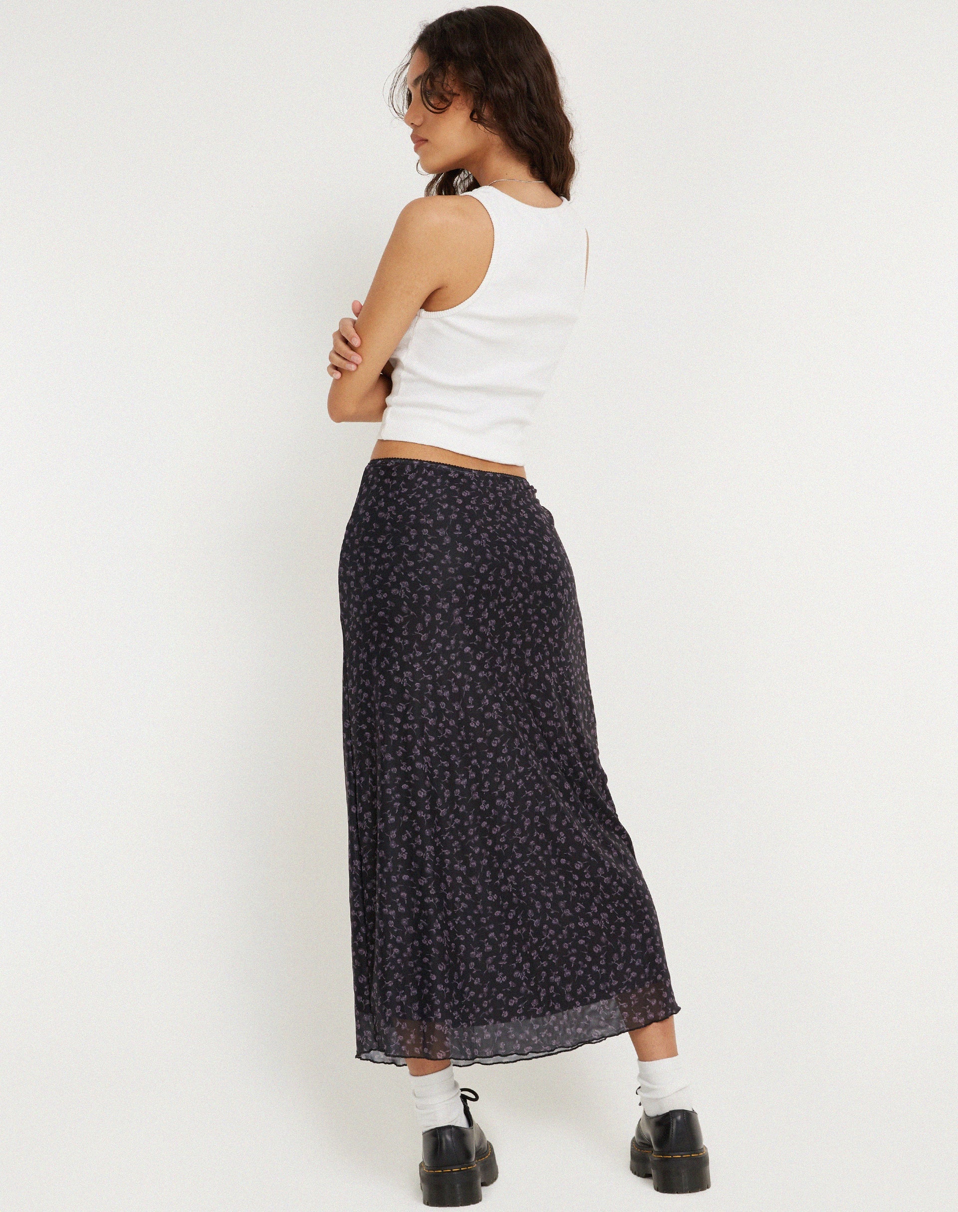 Image de Jupe longue Lassie en Dark Ditsy Rose Black