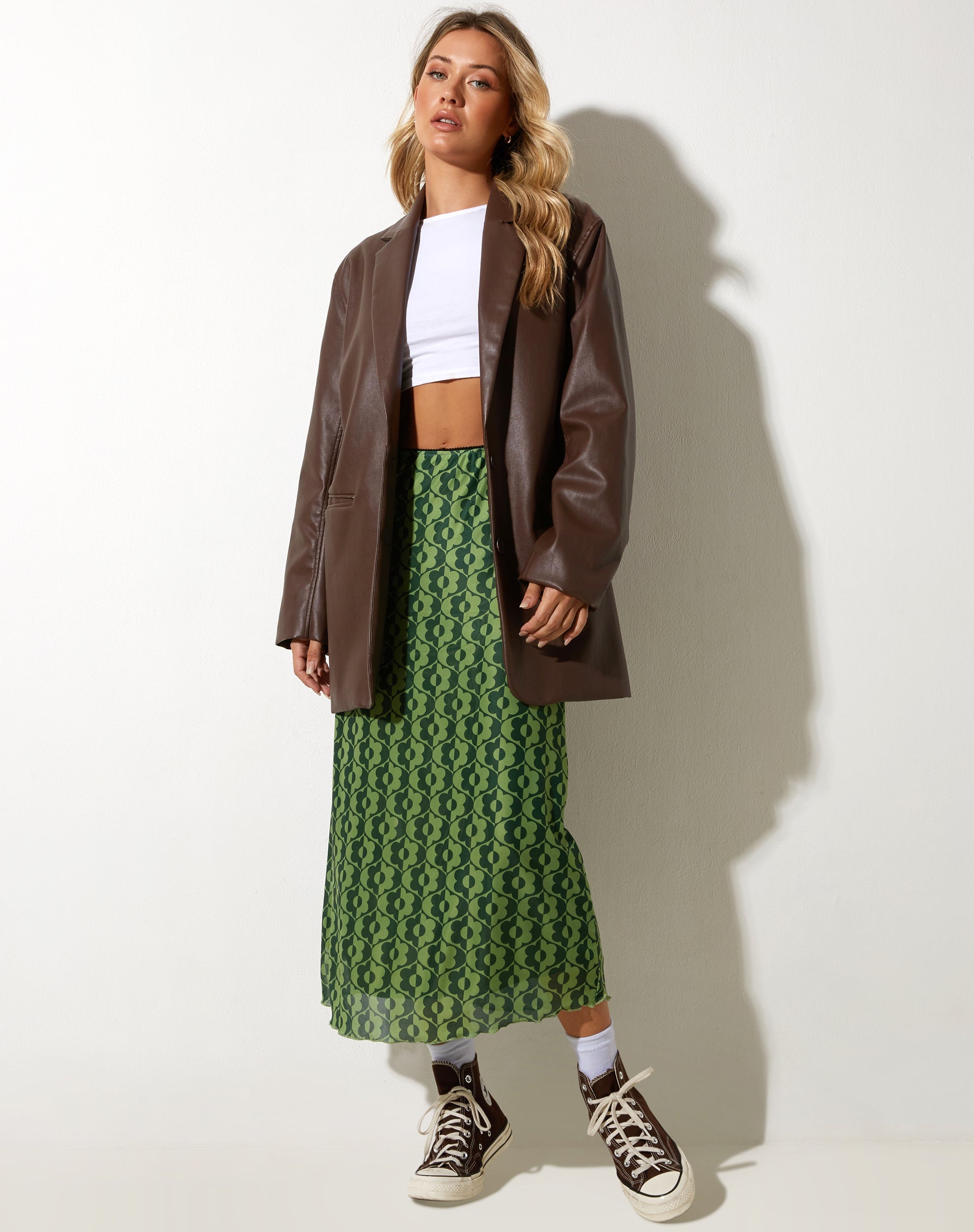 image de Lassie Midi Skirt in Wavy Daisy Green
