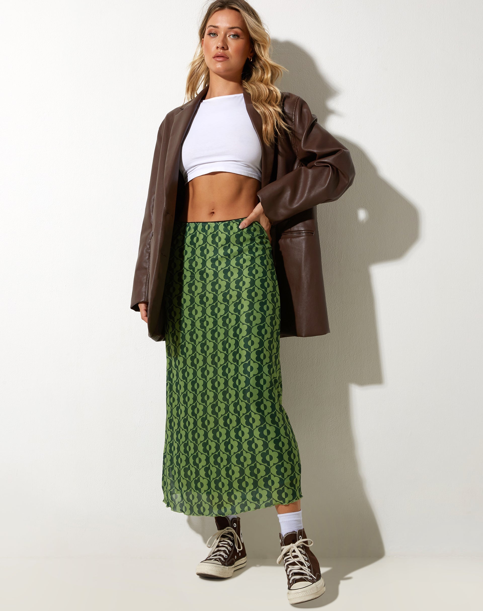 image de Lassie Midi Skirt in Wavy Daisy Green