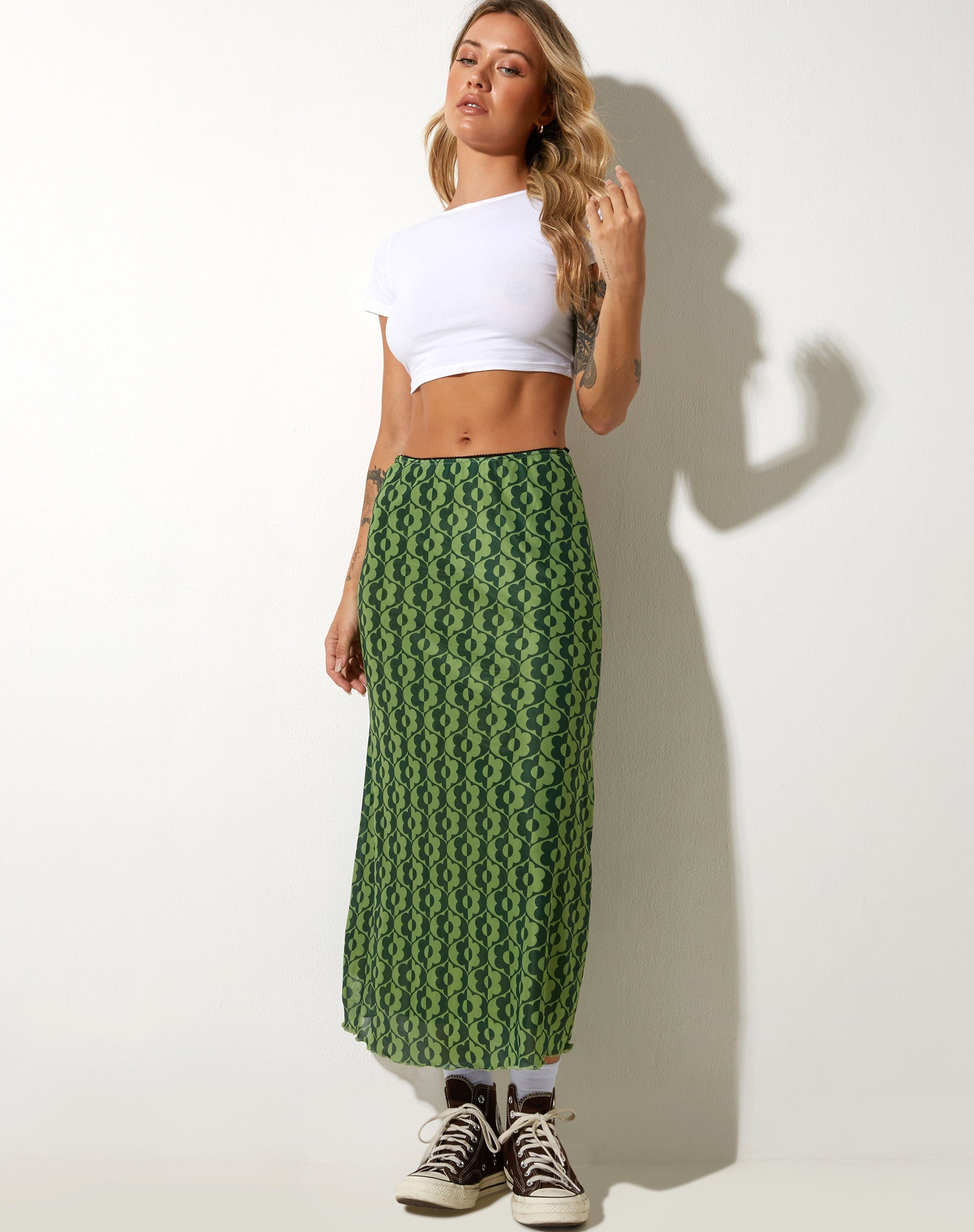 image de Lassie Midi Skirt in Wavy Daisy Green