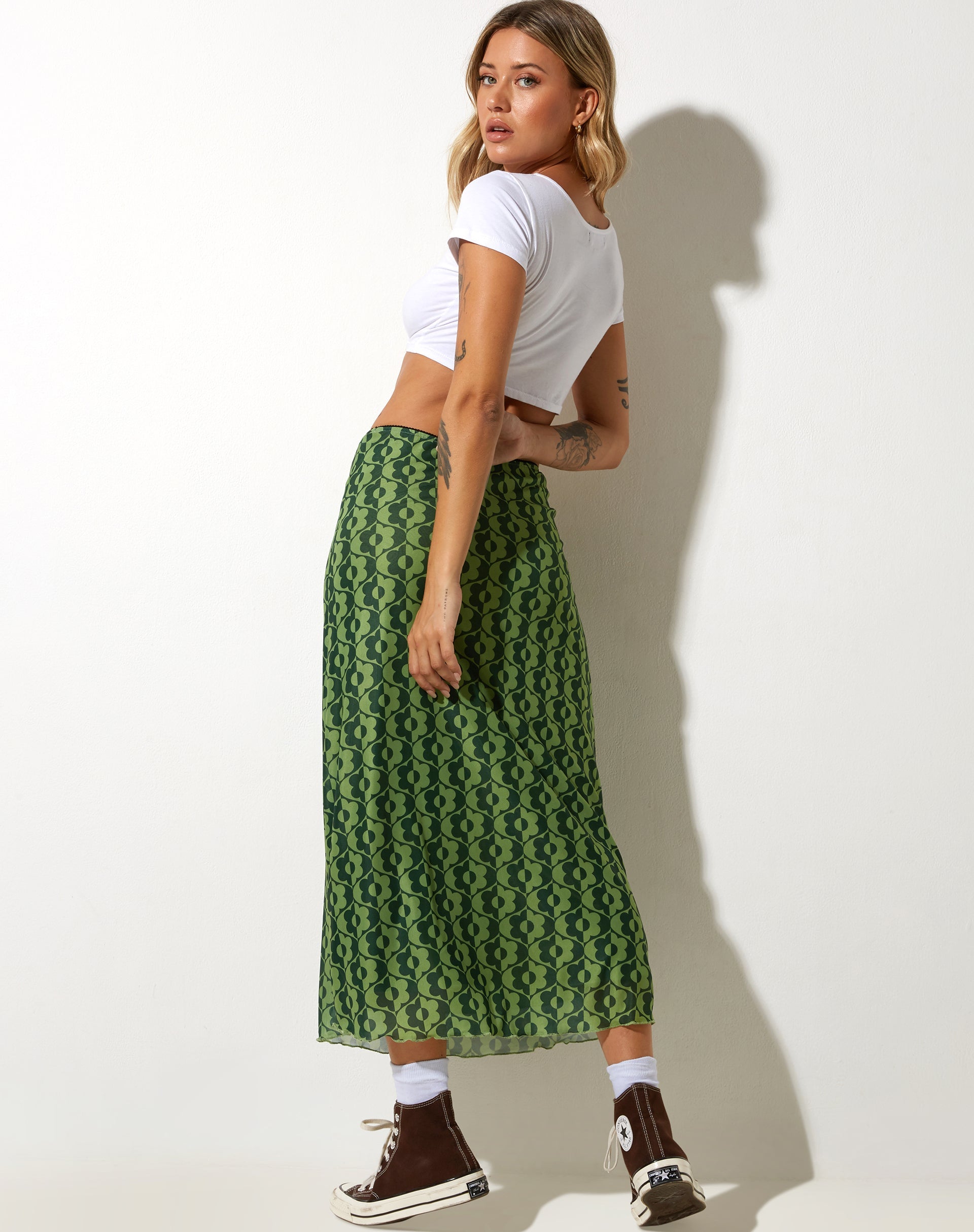 image de Lassie Midi Skirt in Wavy Daisy Green