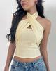 Image de Lasy Linen Wrap Halterneck Top in Lemon