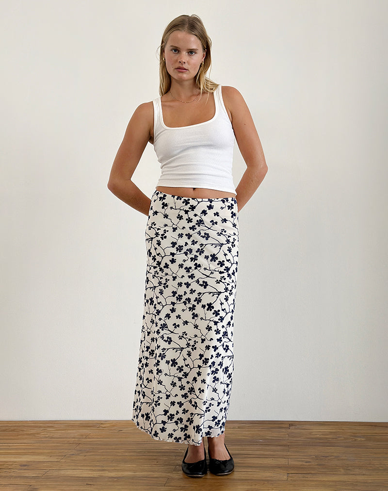 Jupe Latika, Grunge Floral Flock Cream